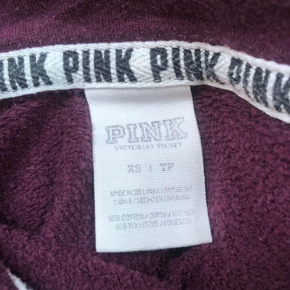 Victorias Secret PINK Jacket Womens XS Red 1/4‎ Zip Top Logo Extra Small Zipper